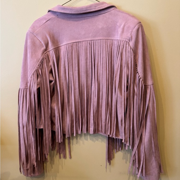 Zele Jackets & Blazers - Vogue Pink Fringe Jacket vegan